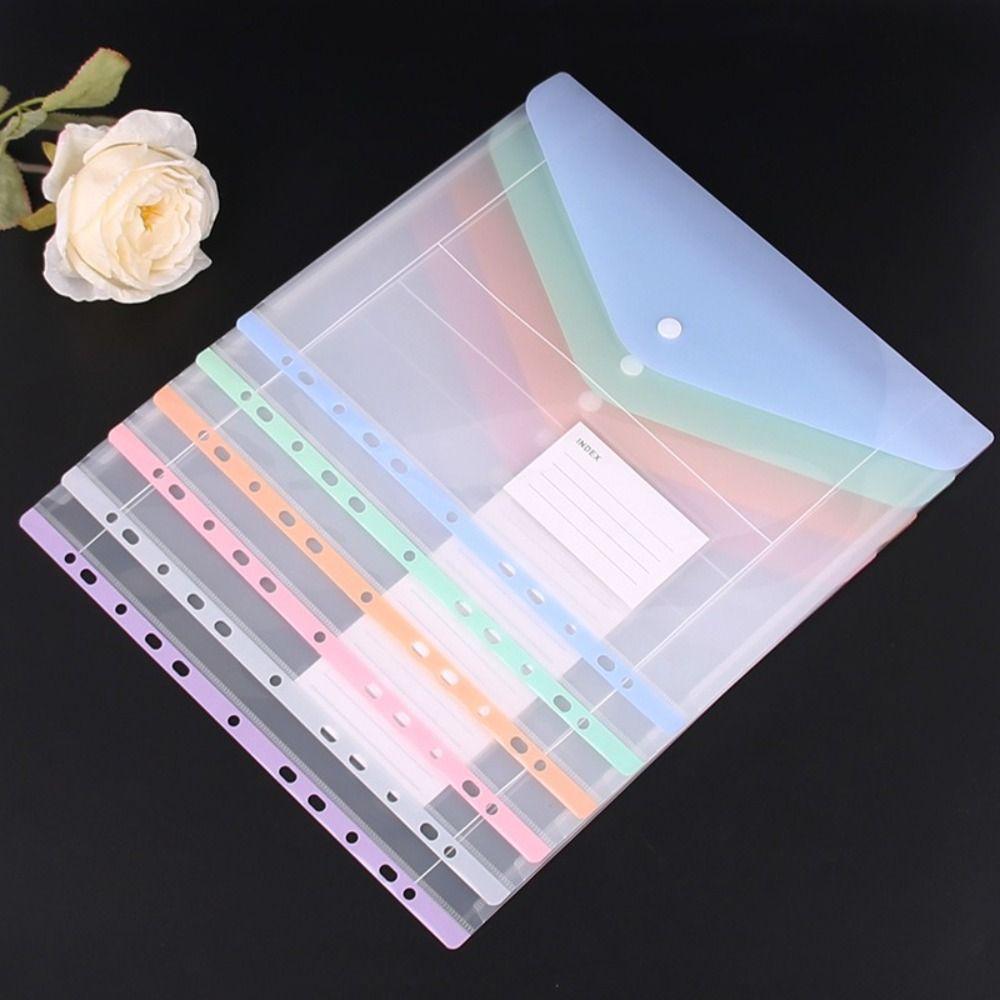 6 Pcs A4 Binder Pocket Plastic Label Loose-Leaf Perfect Punched Pockets School