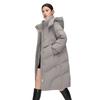 Women's clothing medium and long down jacket commuter casual solid color loose and thin thickened warm down jacket women