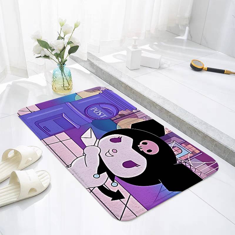 Cute Anime Kuromi Floor Mats Home Laundry Rug Carpet For Living Room Decor Lounge Area Anti-slip Foot Mat Entrance Doormat