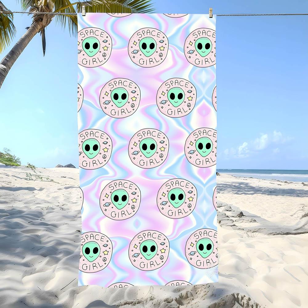 Serviette Rêveuse Extraterrestres Serviette de Plage Surdimensionnée Super Absorbante Douce Serviettes de Plage pour Hommes, Femmes 35X60cm