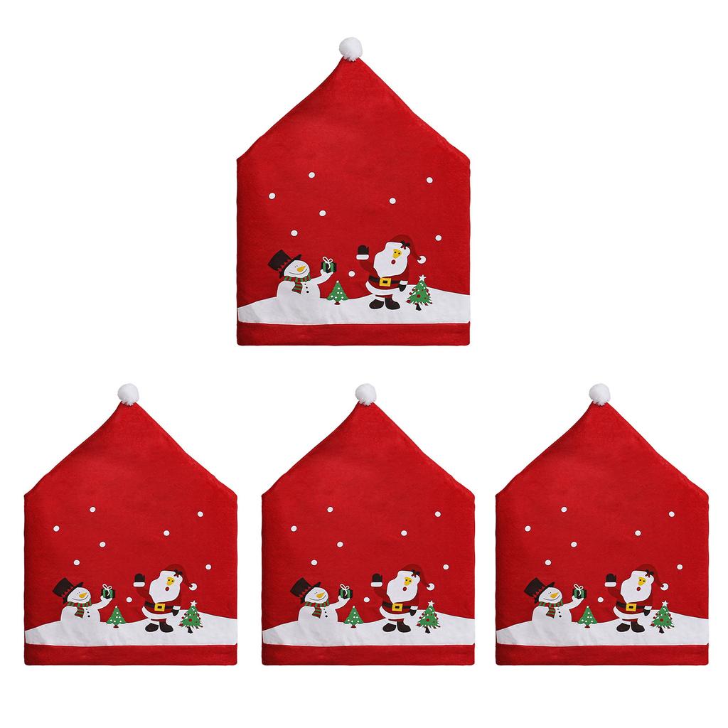 Santa Figure Fabric Chair Cover Smooth Universals Size for Dining Living Room Christmas Decoration