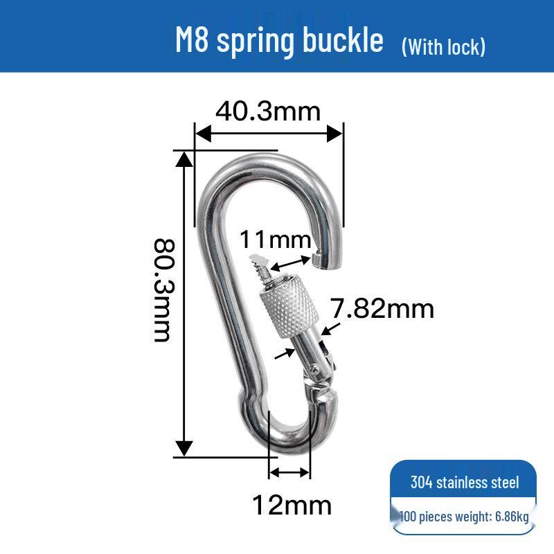 304 Edelstahl Karabinerhaken mit Schloss & Buchse für Schlüsselanhänger/Hundeleine