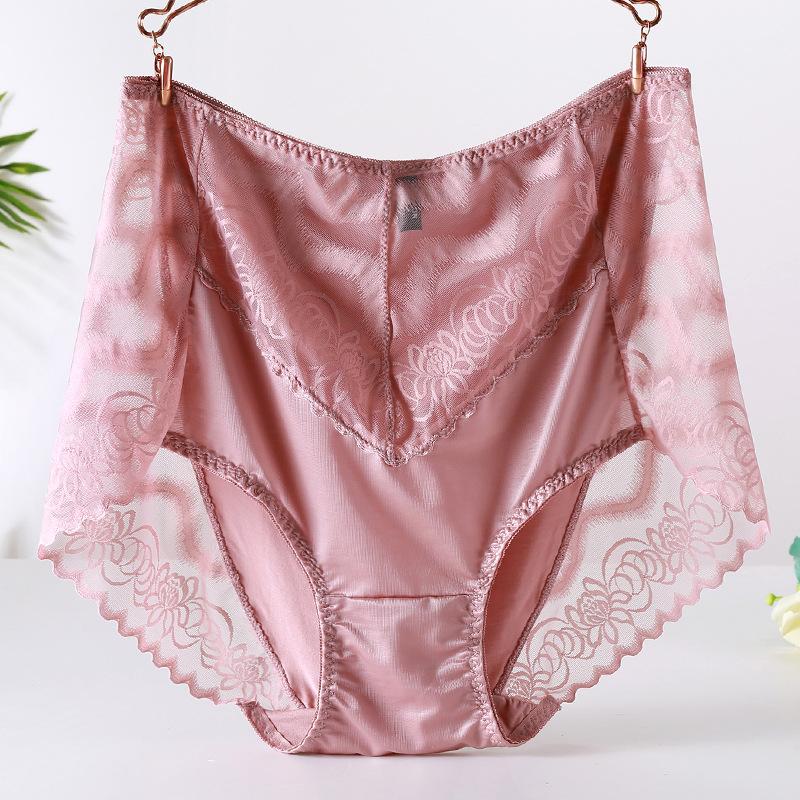 Women's Plus High Lingerie Waist Sexy Knickers Lace Hollow Mesh Briefs Underwear Panties