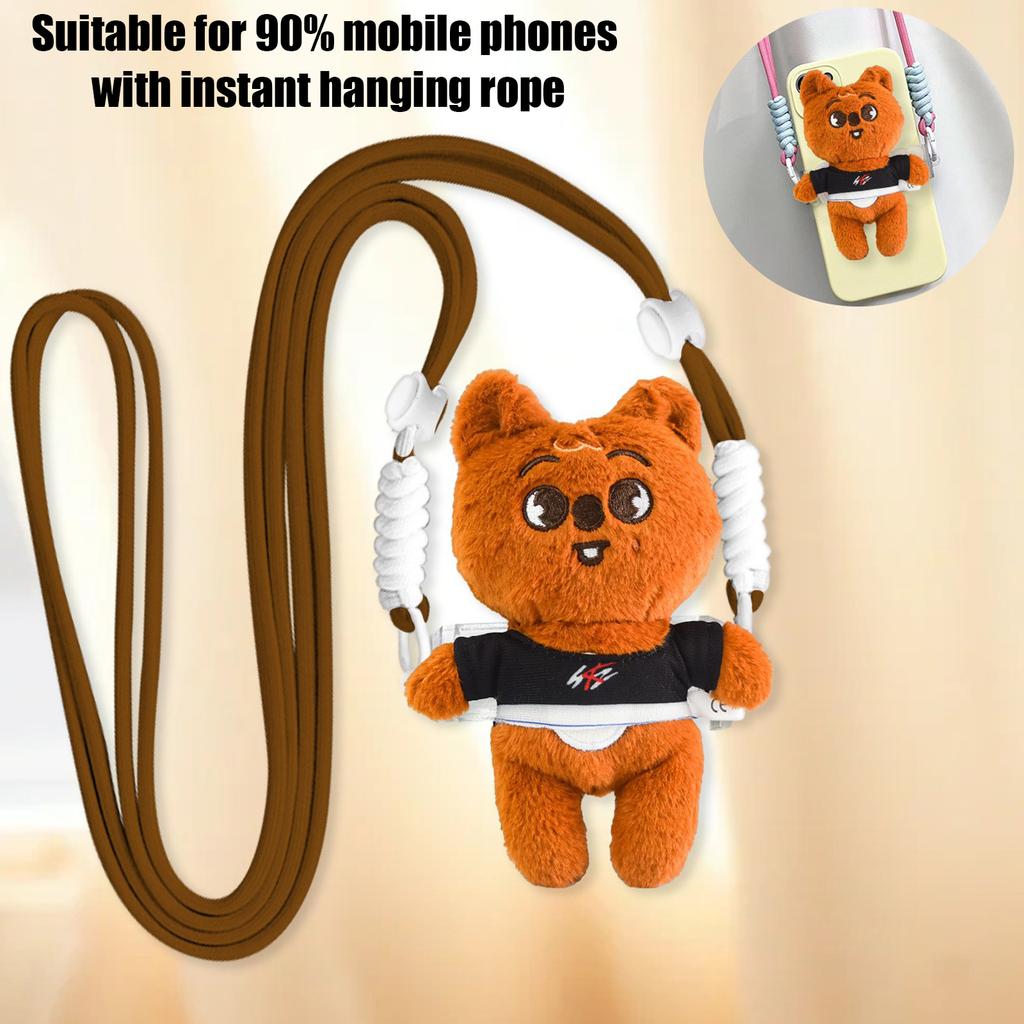 Niedlicher Puppen-Handy-Rückclip mit Hängeseil
