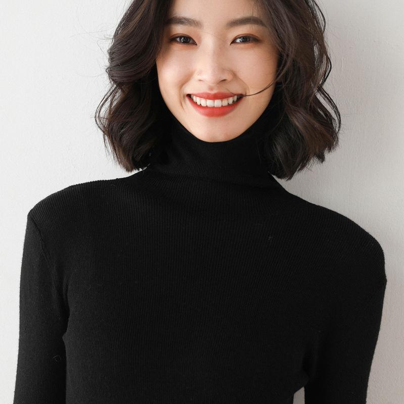 Women's Slim Fit High Neck Wool Base Layer Sweater - Autumn/Winter Collection