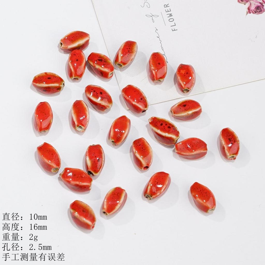 Ceramic Loose Beads Chinese Red Beads Handmade DIY Necklace Loose Beads Accessories