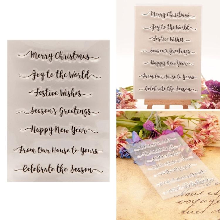 Blessing Word Transparent Stamp Clear Stamp Seal Happy New Year Silicone Stamp for Photo Scrapbooking Decorations