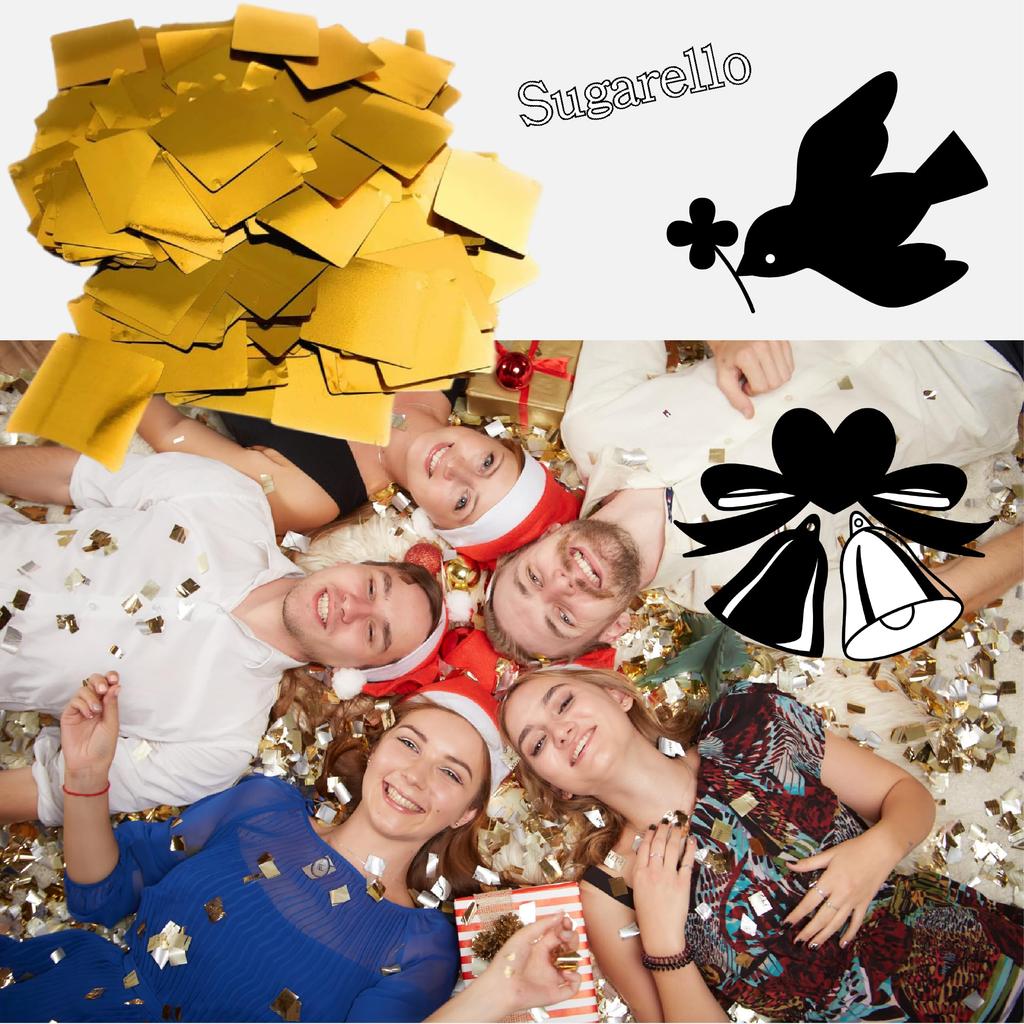 Sugarello Sparkly Gold Paper Award 2cm Square Confetti, Shower, Wedding, Party, Event, Ceremony, Confetti, Wedding, Christmas, Celebration, Luxurious,