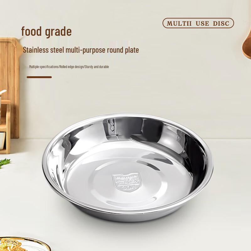 Jiwanggu 304 Stainless Steel Round Shallow Plates, 5-Piece Set