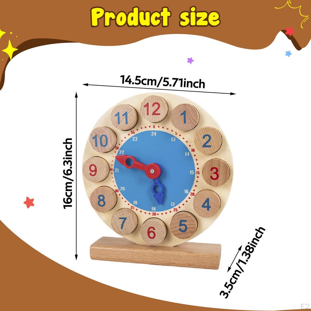 Analog Teaching Clock Wooden Toy Practice DIY Stem Learning Time Kids Education for
