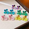 Women's Multicolored Crystal Flower Stud Earrings Elegant And Charming Jewelry Accessory