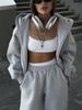 2025 Damen Einfarbiger Kapuzen-Cardigan und Jogger-Set - Europäischer & Amerikanischer Stil Zweiteiler