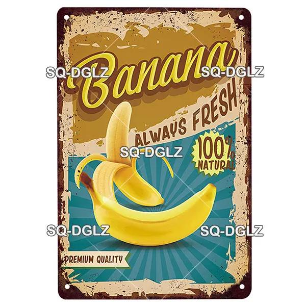 Fruits Metal Sign Bar Wall Decoration Tin Sign Vintage Metal Sign Vegetables Painting Plaques Art Fruit Poster