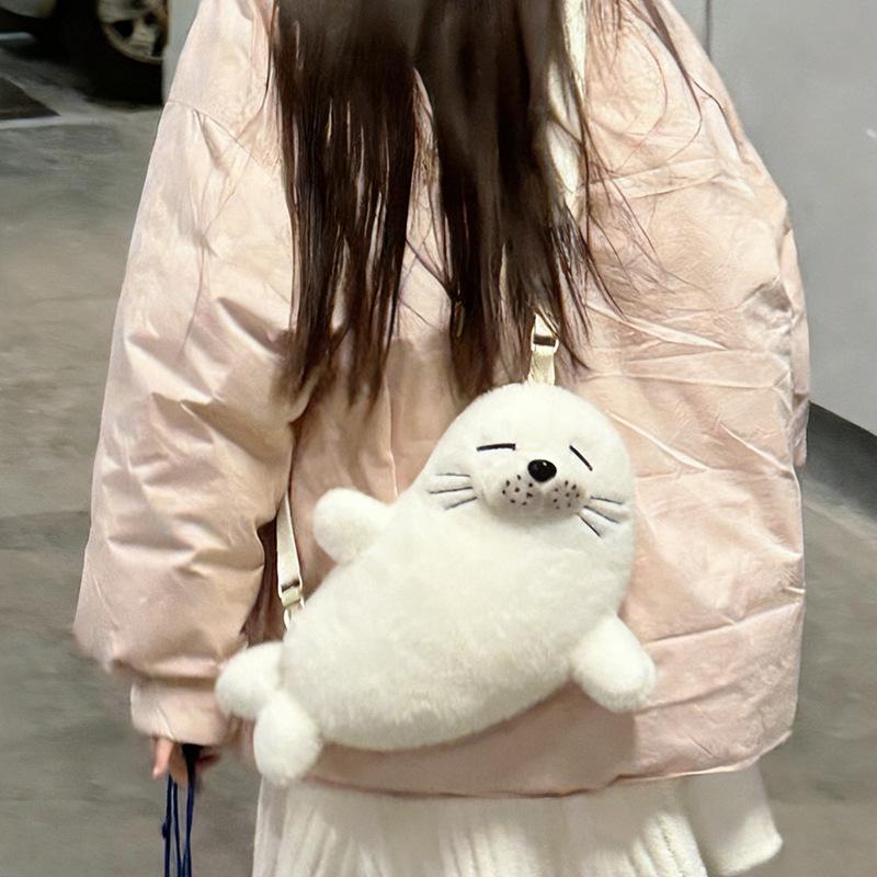 Women Cute Seal Shoulder Bag Female Girl Cartoon Personality Creative Mobile Phone Bag Gift