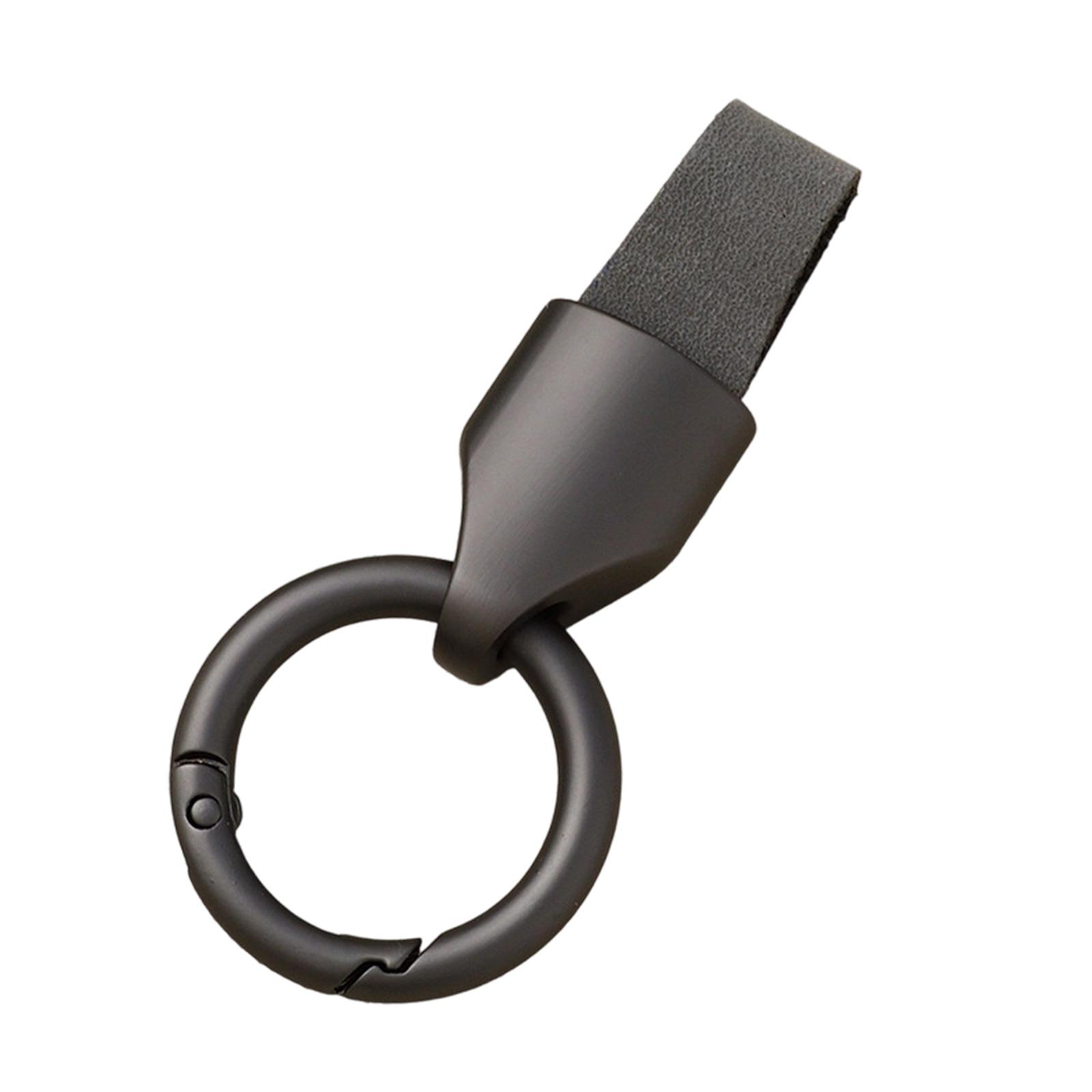 

Leather Keychain Ergonomic Grip Design Metal Keyring Accessory for Daily Carry Metal Construction Key Holder серый