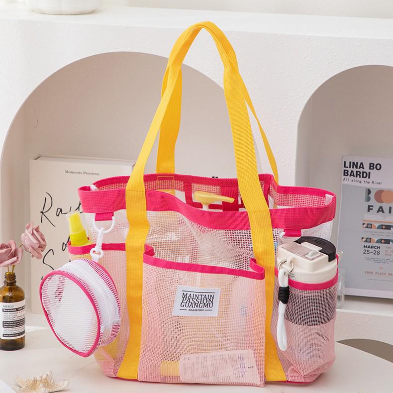Large Capacity Mesh Toiletry Bag with Multi Pockets for Travel and Beach