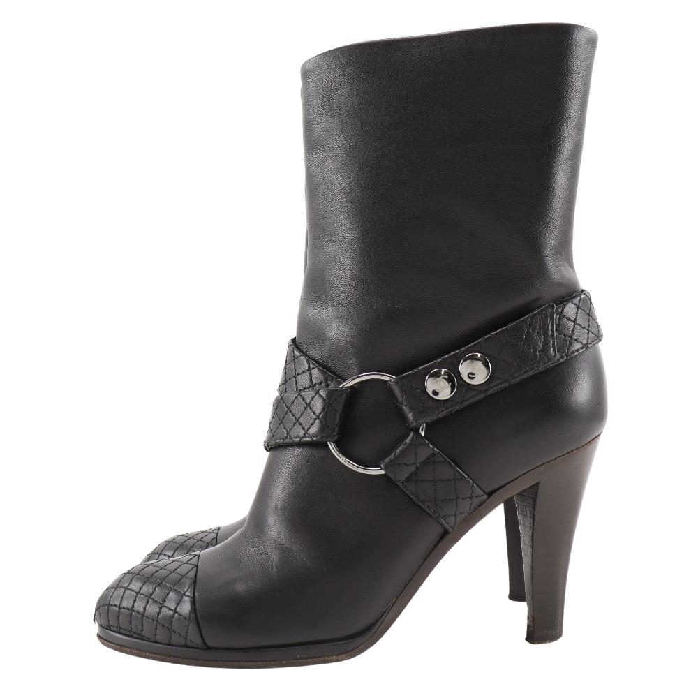 CHANEL COCO Mark boots Matelasse black leather Women Used