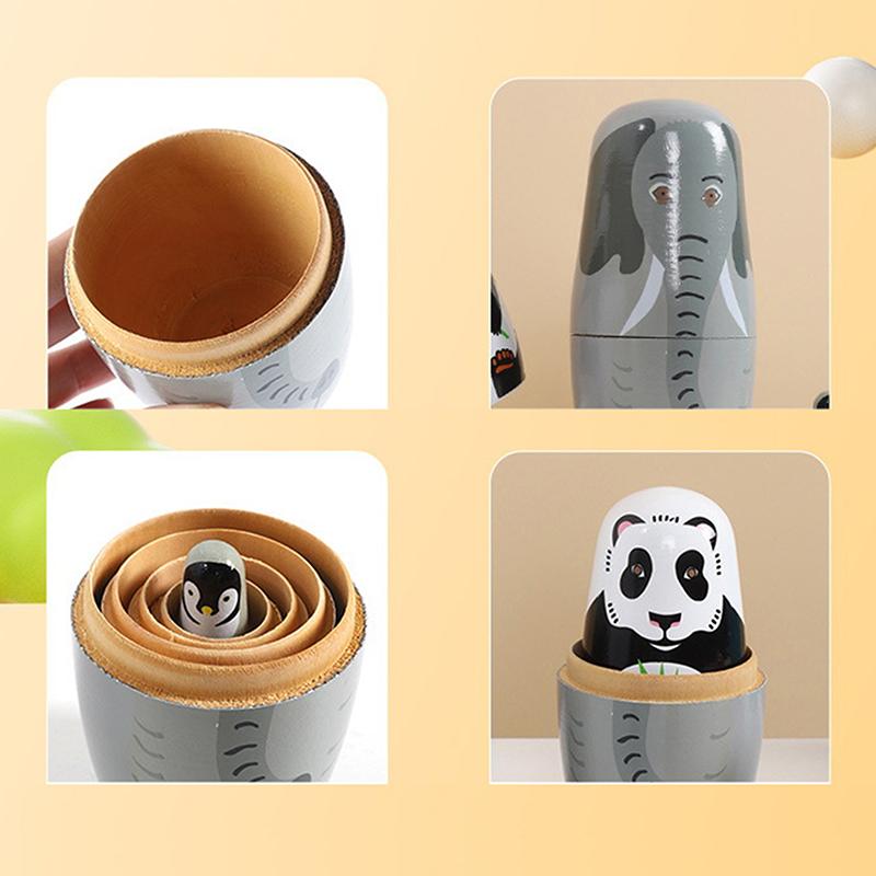 Hemu  Nesting Dolls 5-Layer Elephant Wooden Nesting Dolls Children'S Toys Wooden Crafts Home Desktop Ornaments
