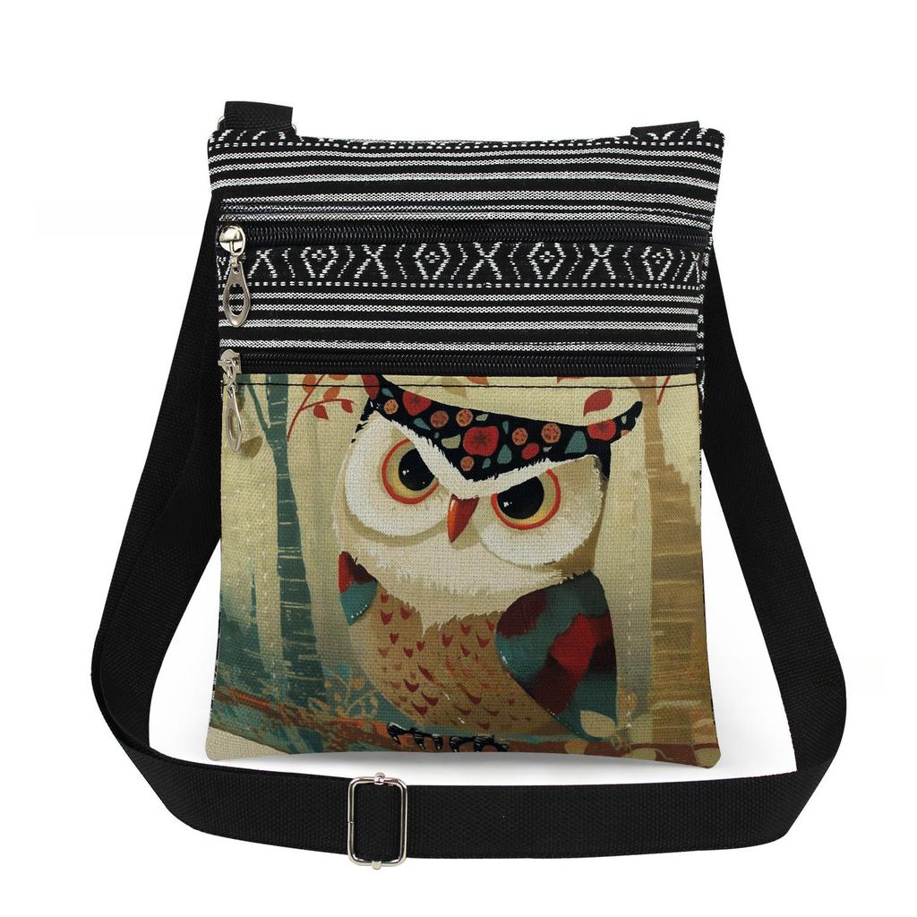 1PC Owl Print Tote Bags Women Shoulder Handbags Postman Package 6897