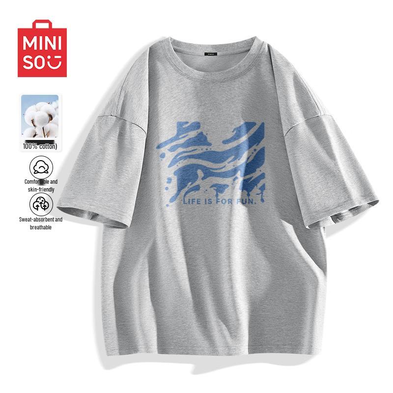 MINISO Унисекс футболка с коротким рукавом из чистого хлопка 3XL
