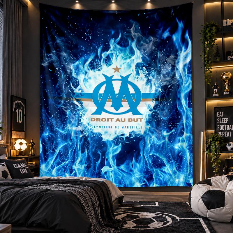 Wall Hanging Tapestry Olympique Lyonnais FC Print Cloth for Living Room Bedroom Home Decor