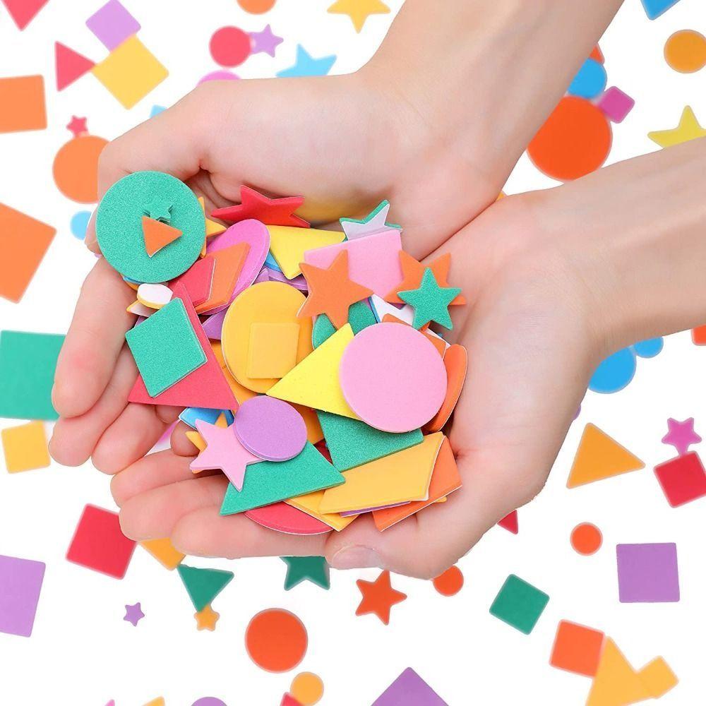 1000pcs Geometric Figure Foam EVA Stickers Self-Adhesive Crafts Arts Making  DIY Crafts Arts Making
