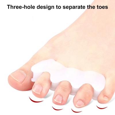 1 Pair Protective Toes Separator 3-Holes Design Bunion Corrector Soft Straightener Spacers Stretchers Care Tool