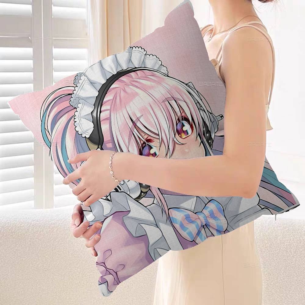 Cartoon Virtual Singer Super Sonico Pillow Gift Home Office Decoration Bedroom Sofa Car Cushion Cover case x