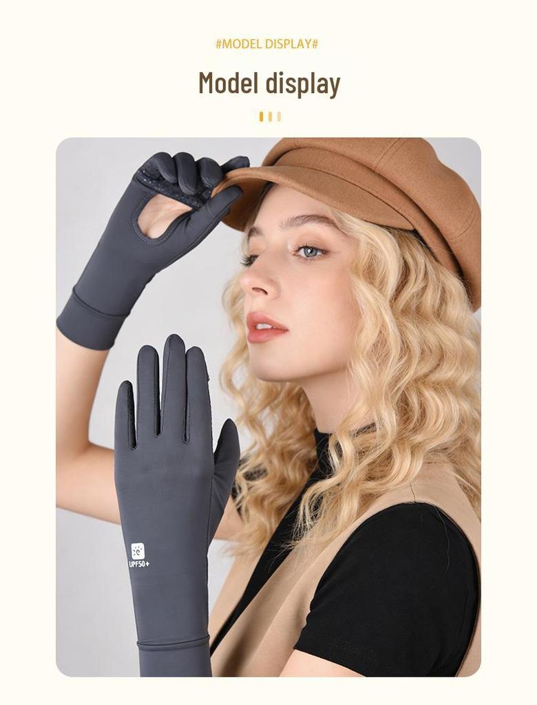 Women's UV Protection Summer Gloves - Breathable, Non-Slip, Medium-Long for Driving & Cycling