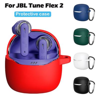 Anti-scratch Anti-drop Carrying Case Charging Box Sleeve Earphone Case for JBL Tune Flex 2 Silicone Protective Cover with Hook
