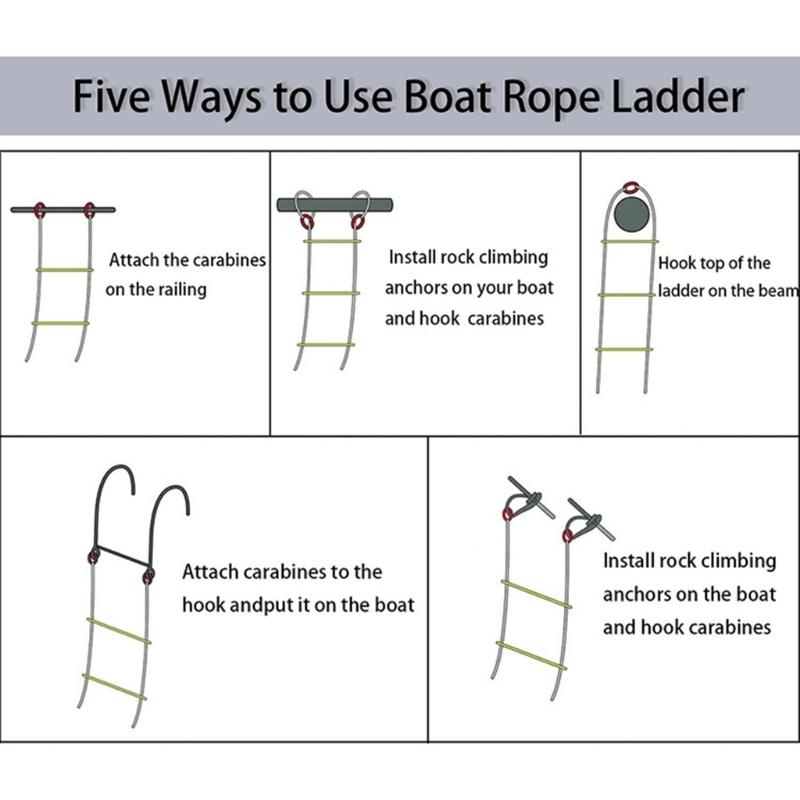 Portable Marine Boarding Rope Ladder Outdoor 5 Step Boat Rope Ladder Durable