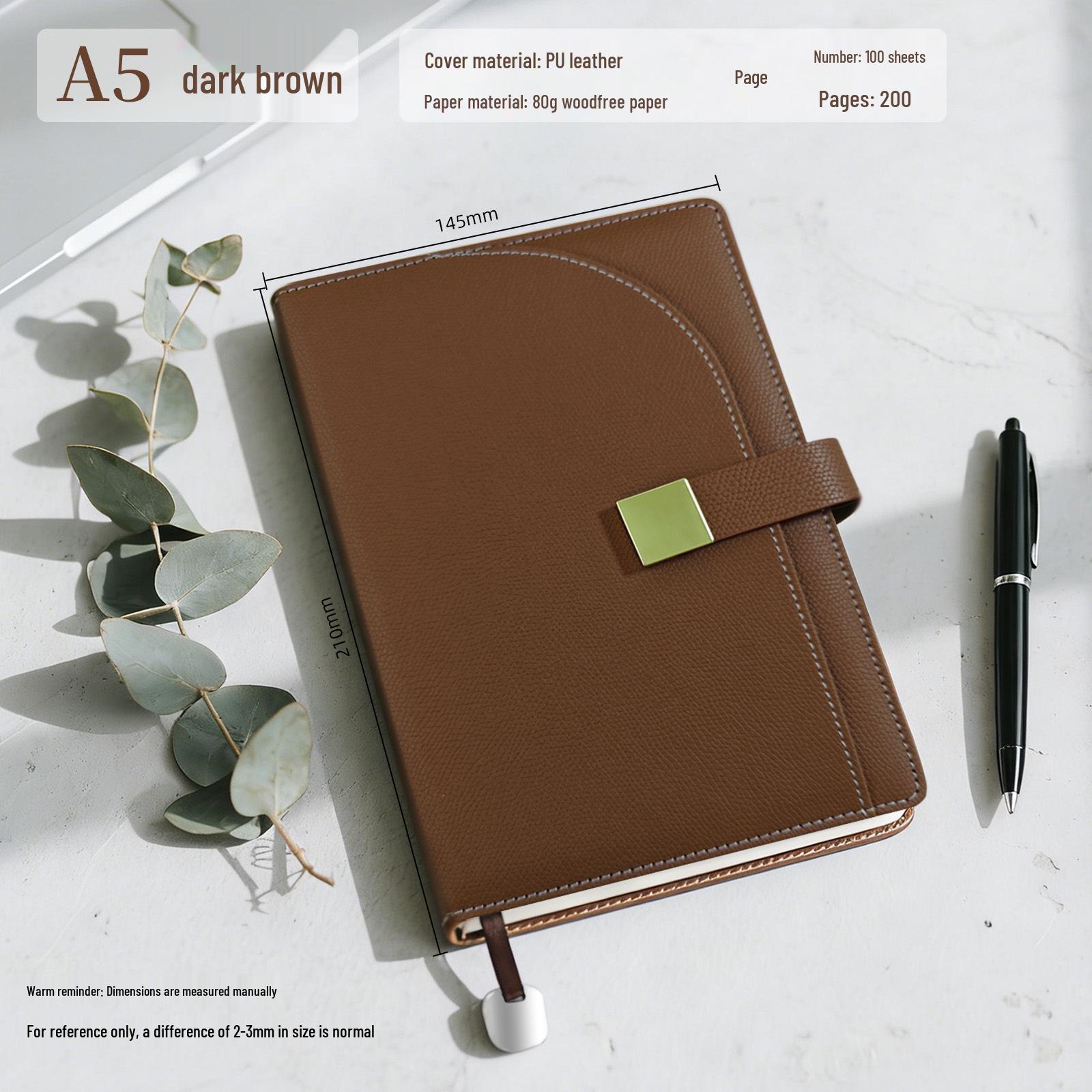 A5 Faux Leather Business Notebook with Logo, Buckle Closure & Handwritten Diary Pages A5