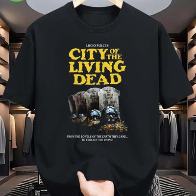UnisexS Vintage 80S Zombie Skull Graveyard Graphic Tee Inspired By Lucio FulciS City of The Living Dead Horror Film Retro