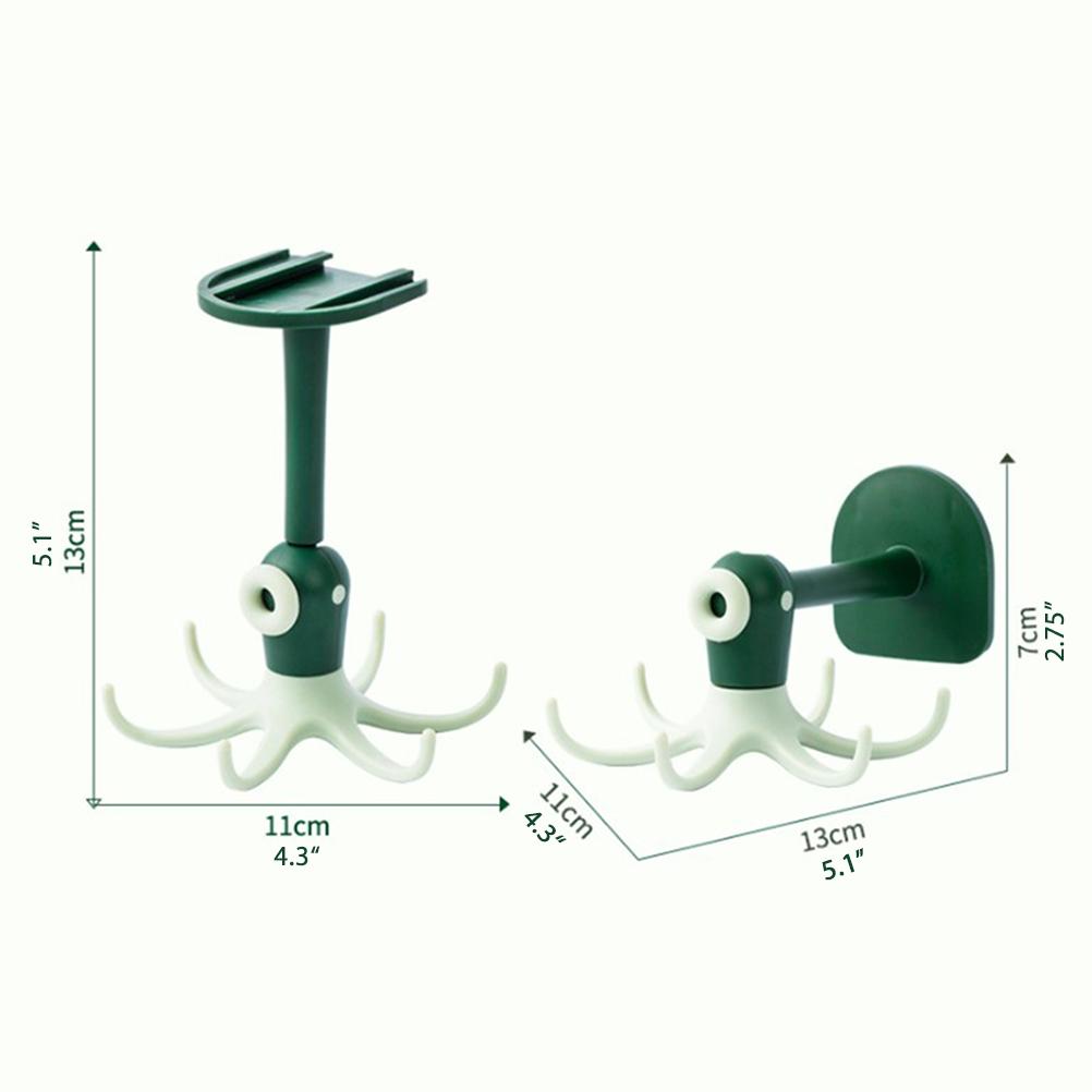 Kitchen 360 degrees  Rotated Hooks Punching Free Six Claw Hook Storage Rack for Cooking Accessories Cabinet Bathroom