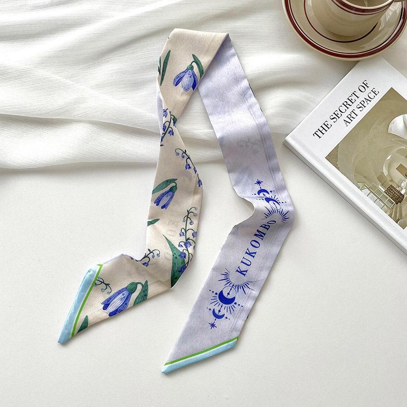 New Luxury Brand Model Small Silk Scarf Women Hair Band Bag Handbag Handle Ribbon Scarf Band Neck Scarves Neckerchief