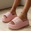 Women's Platform Slippers Summer Thick-Soled Solid Color Soft-Soled Sandals Round Toe Comfortable Casual Outfits With Soft Sole For Daily Errands