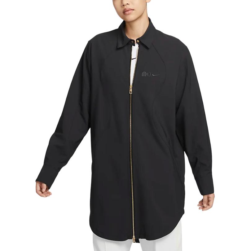 Nike Naomi Osaka Solid Outdoor Casual Sports Zip Collar Long Sleeve Jacket Women jackets Black FV7805-010