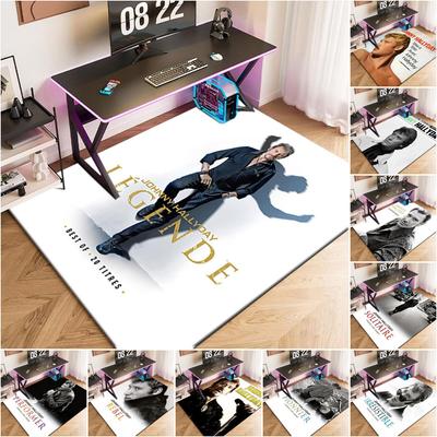 1pc Johnny Hallyday Album Cover Carpet Rug for Living Room Bedroom Home Sofa Decoration,Kids Play Non-slip Floor Mat