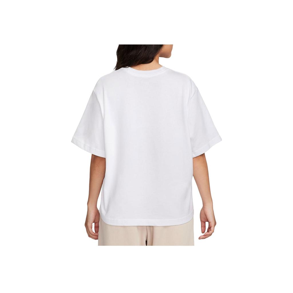 Nike Sportswear Logo Print Loose Fit Short Sleeve T-Shirt Women Tops White FJ2714-100