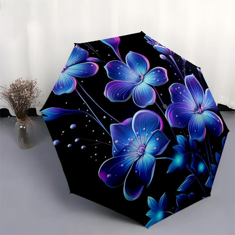 1pc Glowing Midnight Blossoms Umbrella with Plastic Handle,Suitable for All Seasons Home Travel Outdoor UmbrellaDD146