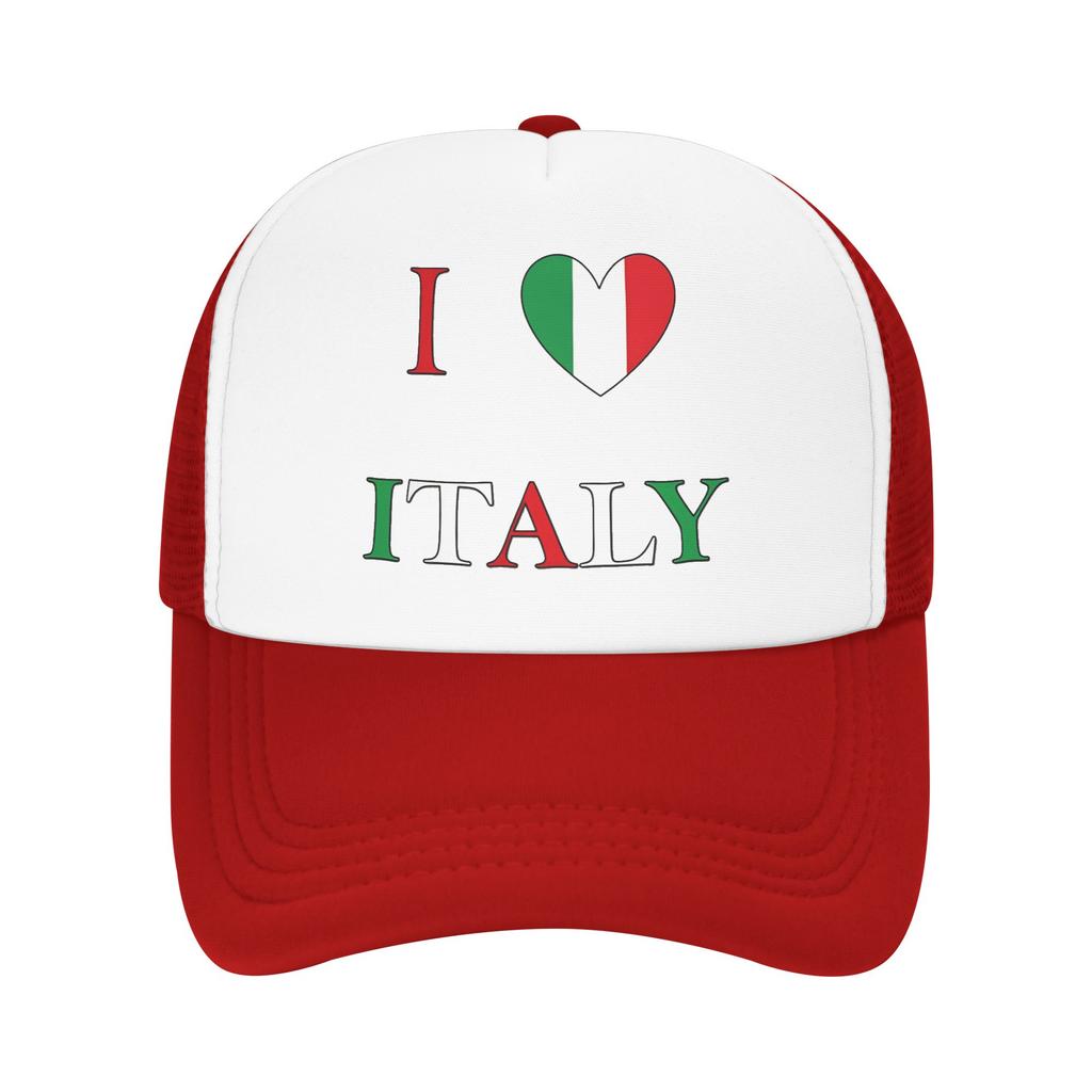 I Love Italy Sun Hats Trendy Unisex Adult Mesh Trucker Hat Dropshipping Design Kpop Rock Baseball Caps Birthday Gift