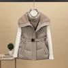 European big collar down cotton vest women's short splicing lamb wool vest waist jacket new