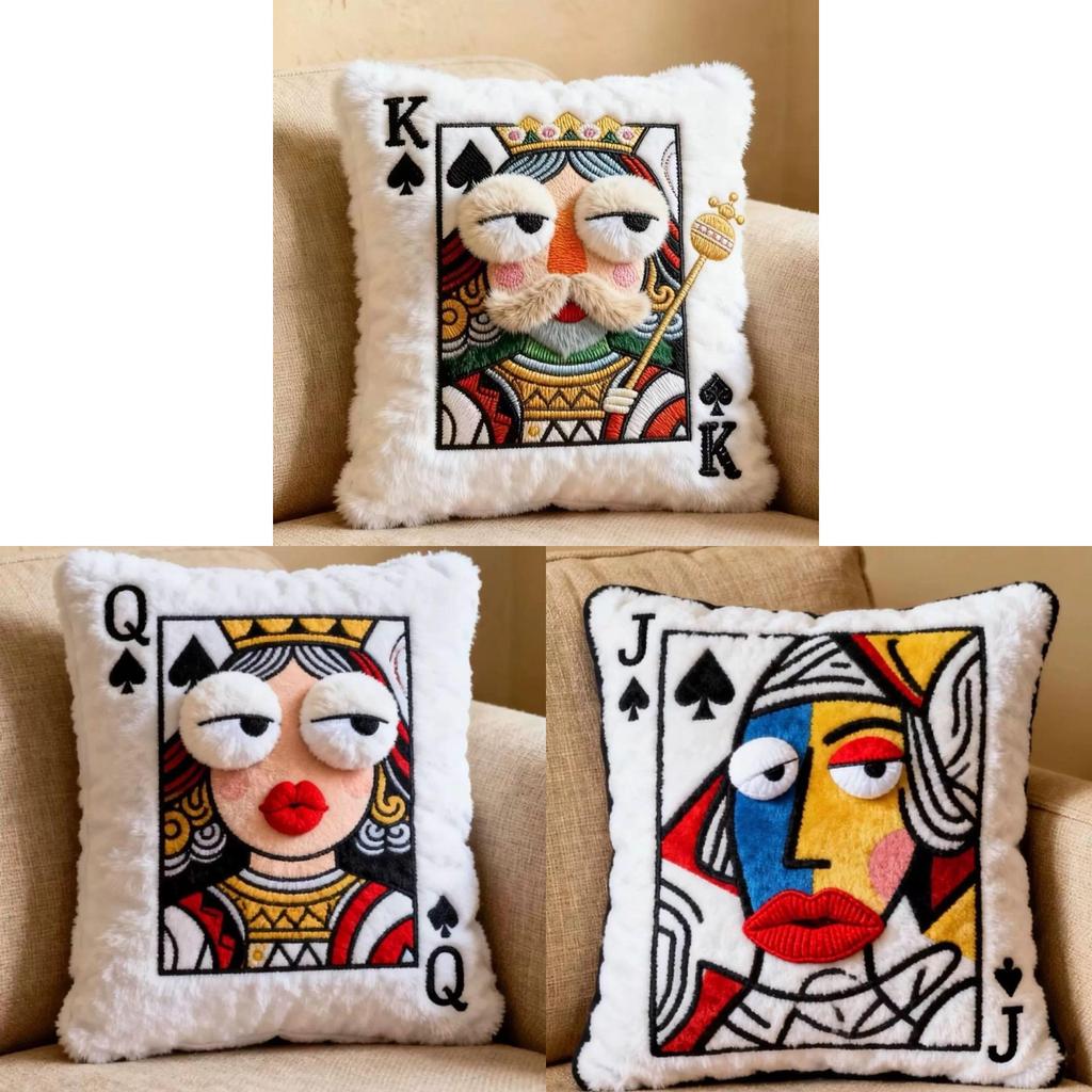 Kristallwasser-Plüsch-Spielkartenkissen mit Stickerei und süßem Charakterdesign für Geschenke und Wohnzimmerdekoration