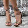 Fashion Elegant Crystal Bow High Heel Sandals Women Sexy Cross Tied Buckle Designer Shoe Fashion Transparent PVC Nightclub Stripper Shoe