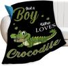 Crocodile Fuzzy Blanket Cartoon Crocodile Throw Blanket,Wild Safari Animal Fleece Blanket for Boys Girl Soft Fluffy Bed Blankets