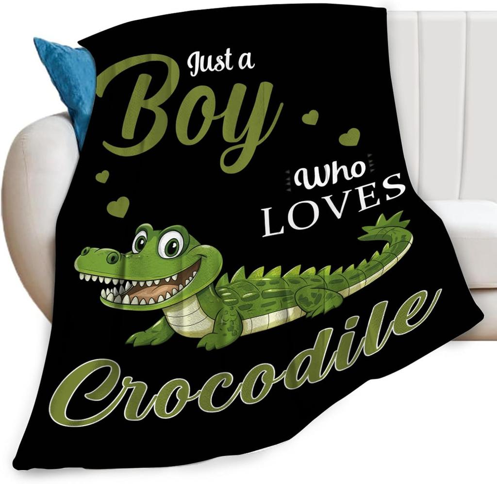 Crocodile Fuzzy Blanket Cartoon Crocodile Throw Blanket,Wild Safari Animal Fleece Blanket for Boys Girl Soft Fluffy Bed Blankets