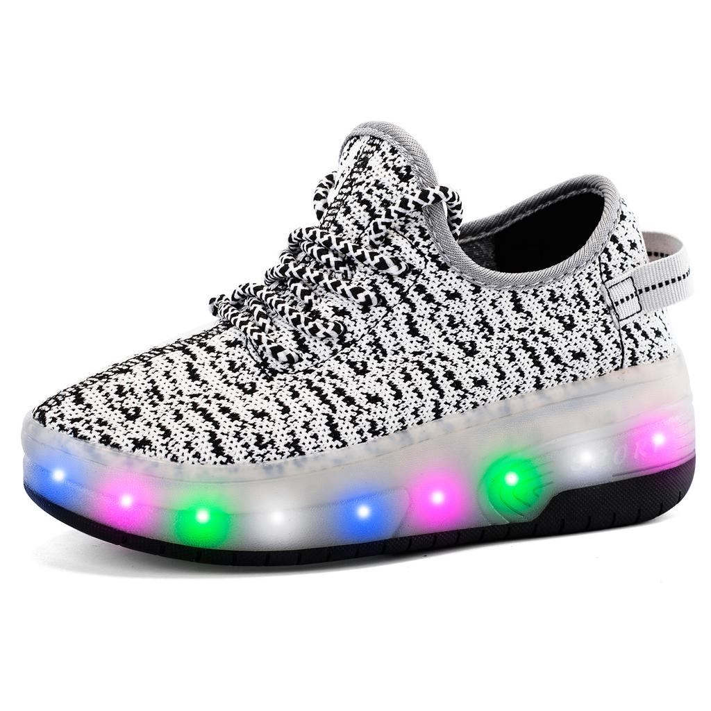 Summer Coconut Shoes Double Wheel Runaway Shoes Children's Pulley Shoes LED Light Shoes Vibration Luminous Shoes Full Circle Light