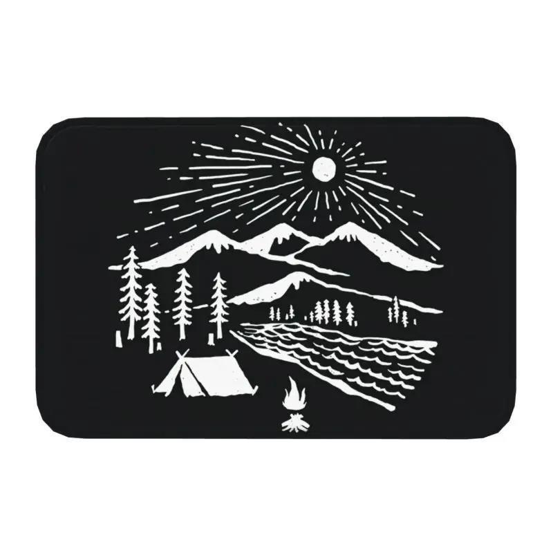 

Camping Theme Decor Mat for Camping Lover Entryway Outdoor Style Living Room Holiday Themed Home Space Non-Slip Welcome Rug 40x60cm