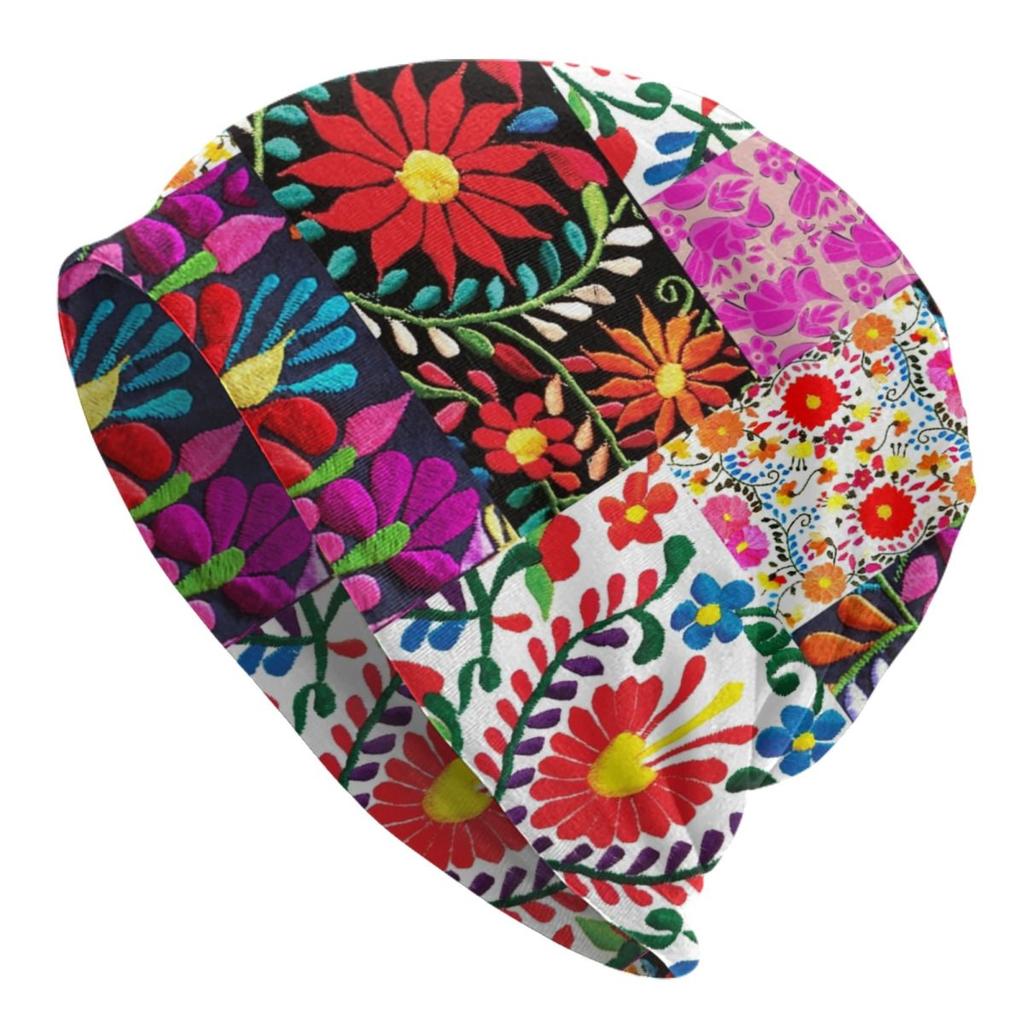 Custom Mexican Flower Skullies Beanies Caps Unisex Winter Warm Knitting Hat Women Unisex Cool Adult Bonnet Hats Outdoor Ski Cap