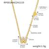 Qiong Yao 26-Letter Zircon Inlaid Jewelry Set: Gold-Plated Titanium Steel Necklace, Bracelet, Ring, and Stud Earrings.